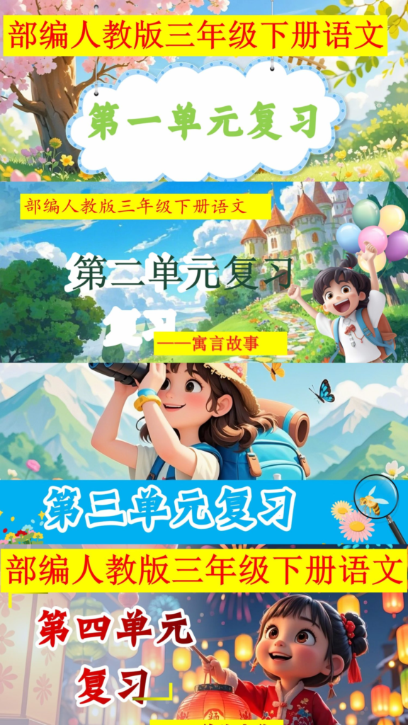 26春人教部编三年级下册语文期中复习课件（1-4单元）含教学设计-985文库