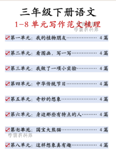 2026三年级下册语文期末1-8单元范文-985文库